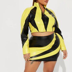Brand New with Tags – Fashion Nova Bold Yellow & Black 2-Piece Skirt Set 1X